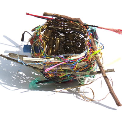 Small nest, wire and found materials