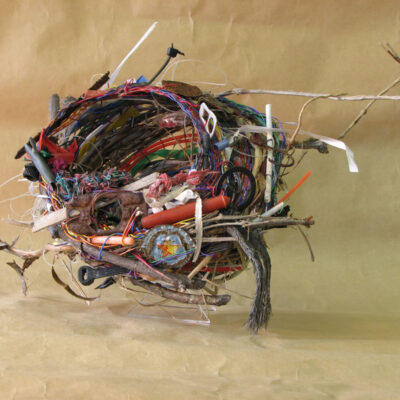 Beach nest, wire and found materials